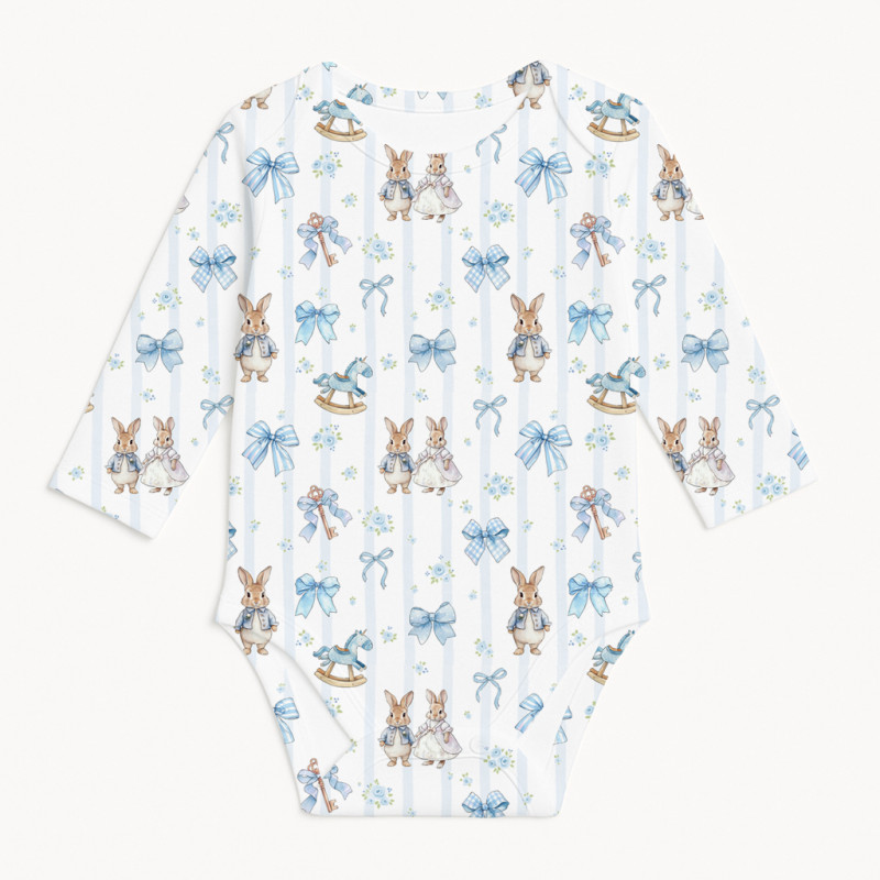 Printed Long-Sleeved Bodyvest for Babies BLS001 LULU BLUE Printed Long-Sleeved Bodyvest for Babies BLS001 LULU BLUE