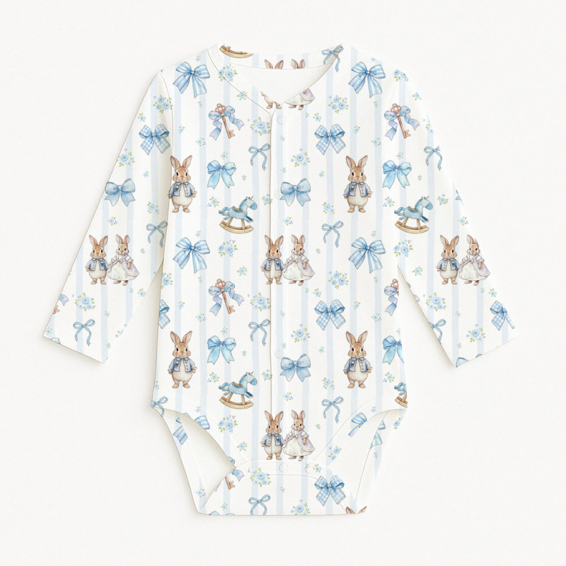 Боді Передня застібка з довгим рукавом для немовлят BLS005 LULU BLUE Боді Передня застібка з довгим рукавом для немовлят BLS005 LULU BLUE