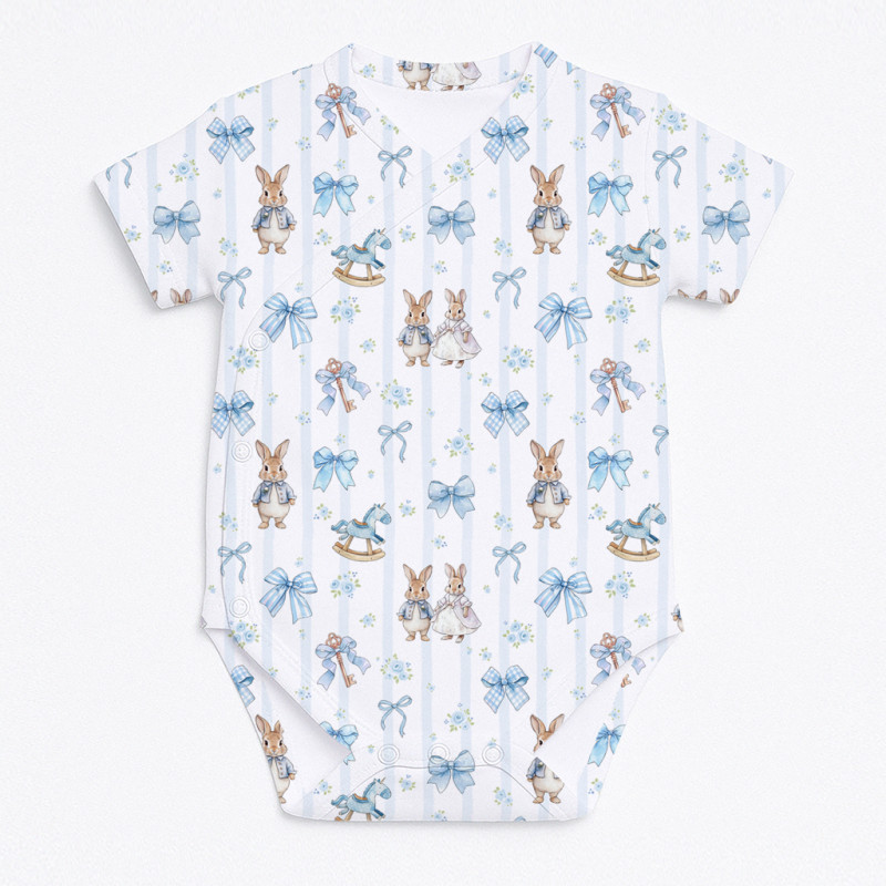 Боді Kimono з кортким рукавом для немовлят BSHL004  LULU BLUE