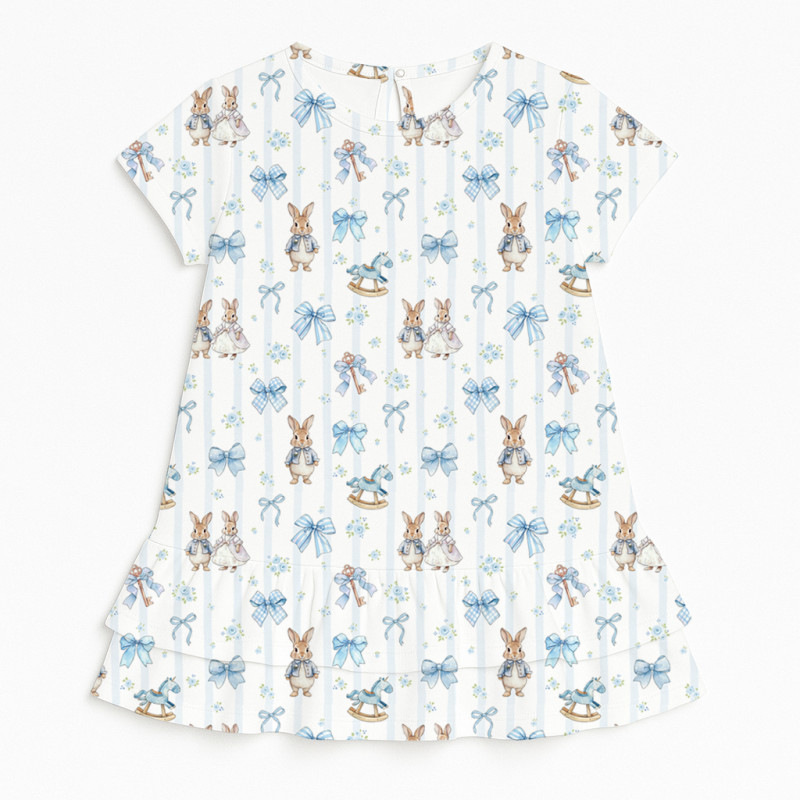Сукня  з коротким рукавом і оборкою з бавовни Supima DR002 LULU BLUE