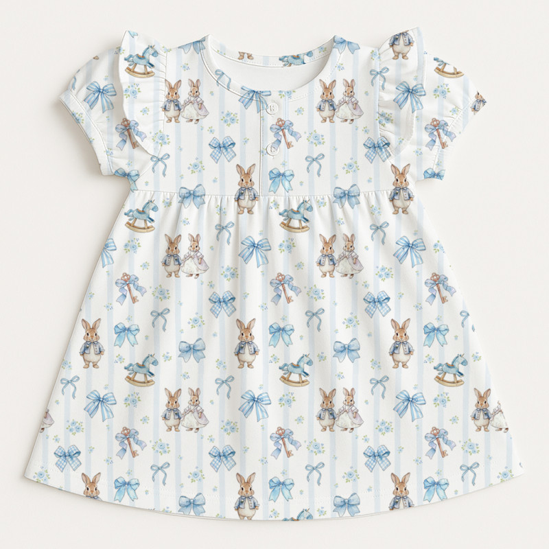 Supima Cotton Night Dress with Ruffle DR019 LULU BLUE