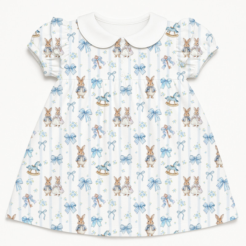 Сукня  з коротким рукавом і оборкою з бавовни Supima DR019CL LULU BLUE