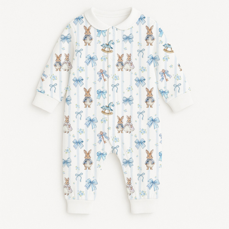 Long sleeve Romper for baby with collar K060CL LULU BLUE Long sleeve Romper for baby with collar K060CL LULU BLUE
