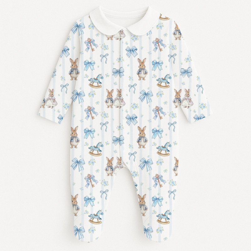 Babygrow with collar 100% pima cotton with K063 LULU BLUE