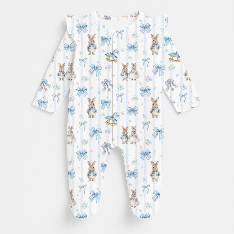 Babygrow with ruffles 100% pima cotton K065 LULU BLUE