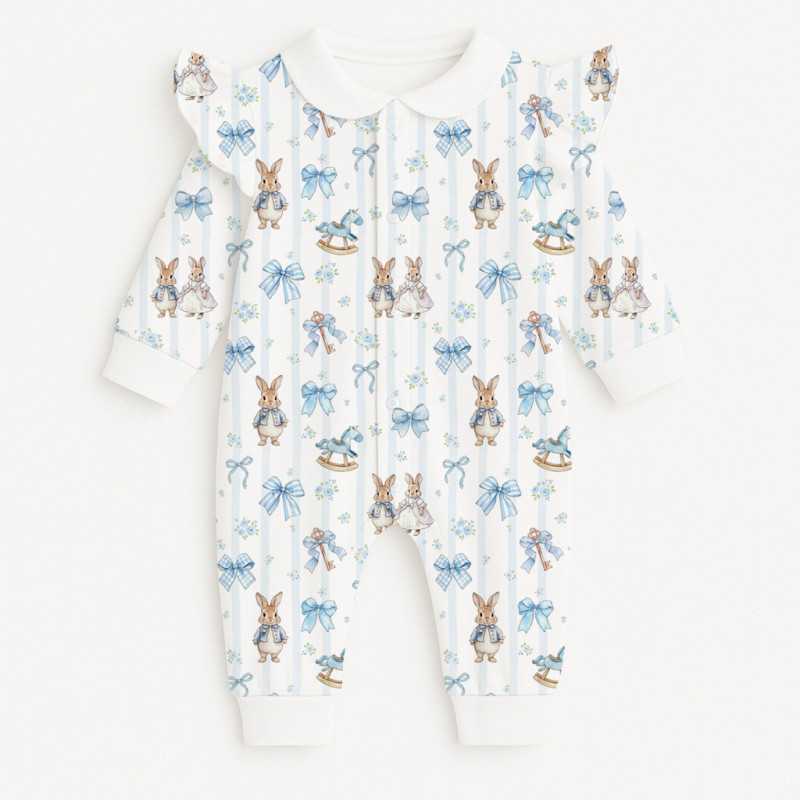 Long sleeve Romper for baby with ruffles and Collar K070CL LULU BLUE Long sleeve Romper for baby with ruffles and Collar K070CL LULU BLUE