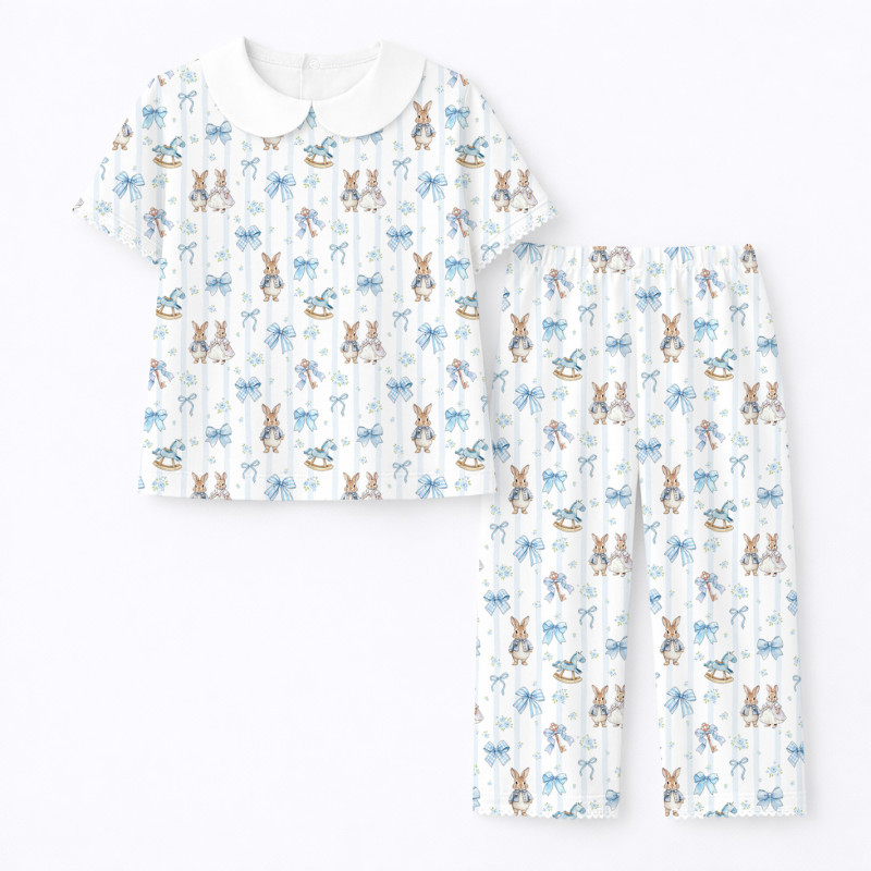Luxury Pajama Set with Collar, Short Sleeve 100% Pima Cotton PJ021 · LULU BLUE Luxury Pajama Set with Collar, Short Sleeve 100% Pima Cotton PJ021 · LULU BLUE