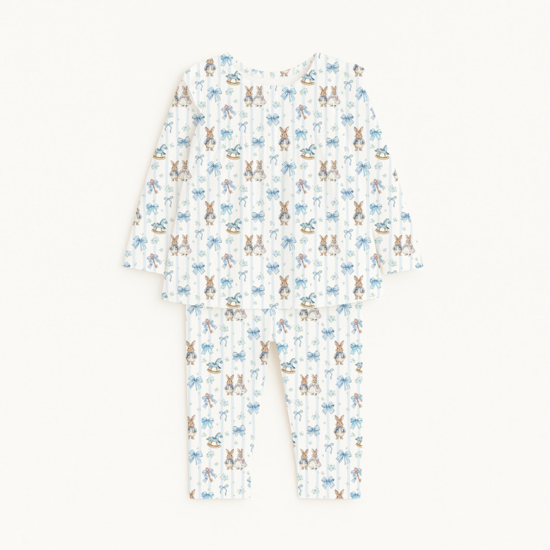 Yoke Girls Pyjama long sleeve 100% organic Cotton PJ029 LULU BLUE Yoke Girls Pyjama long sleeve 100% organic Cotton PJ029 LULU BLUE