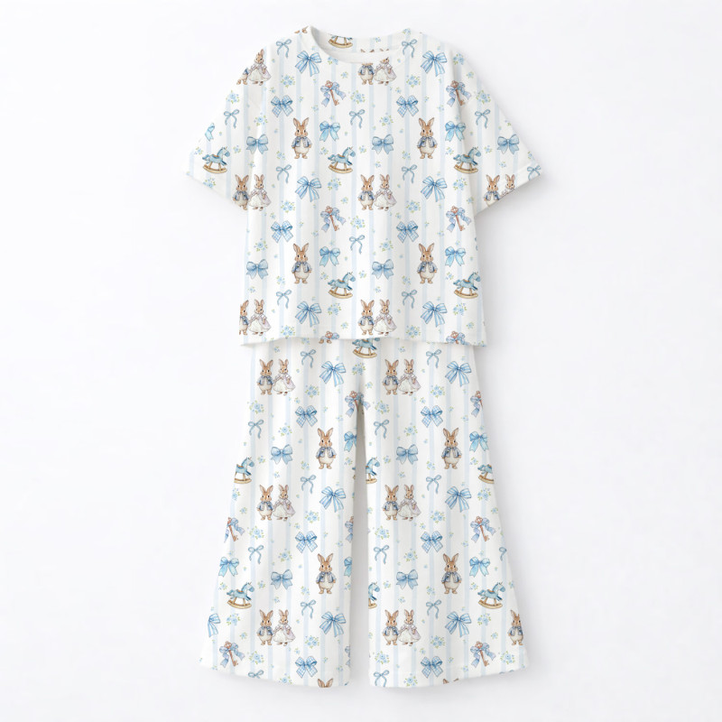 Children’s Set with Oversized T-Shirt and Palazzo Pants  PJ030 100% Pima Cotton