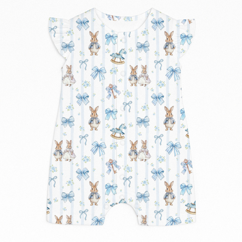 Supima Cotton Shortie with Ruffles – R007 LULU BLUE Supima Cotton Shortie with Ruffles – R007 LULU BLUE