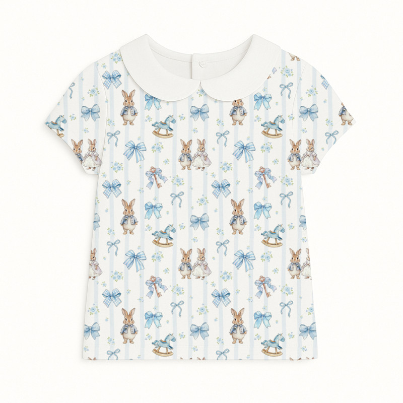 Short Sleeve T-shirt for Boys and Girls with Collar TSH001CL LULU BLUE