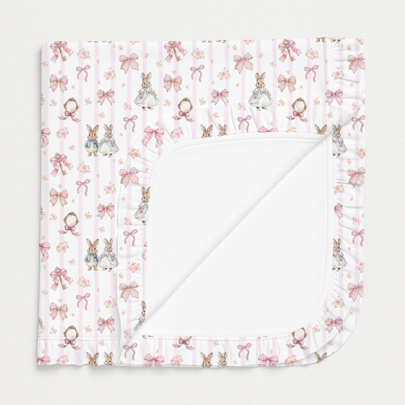 Two-Layer Baby Blanket with Ruffles BL002 LULU PINK Two-Layer Baby Blanket with Ruffles BL002 LULU PINK