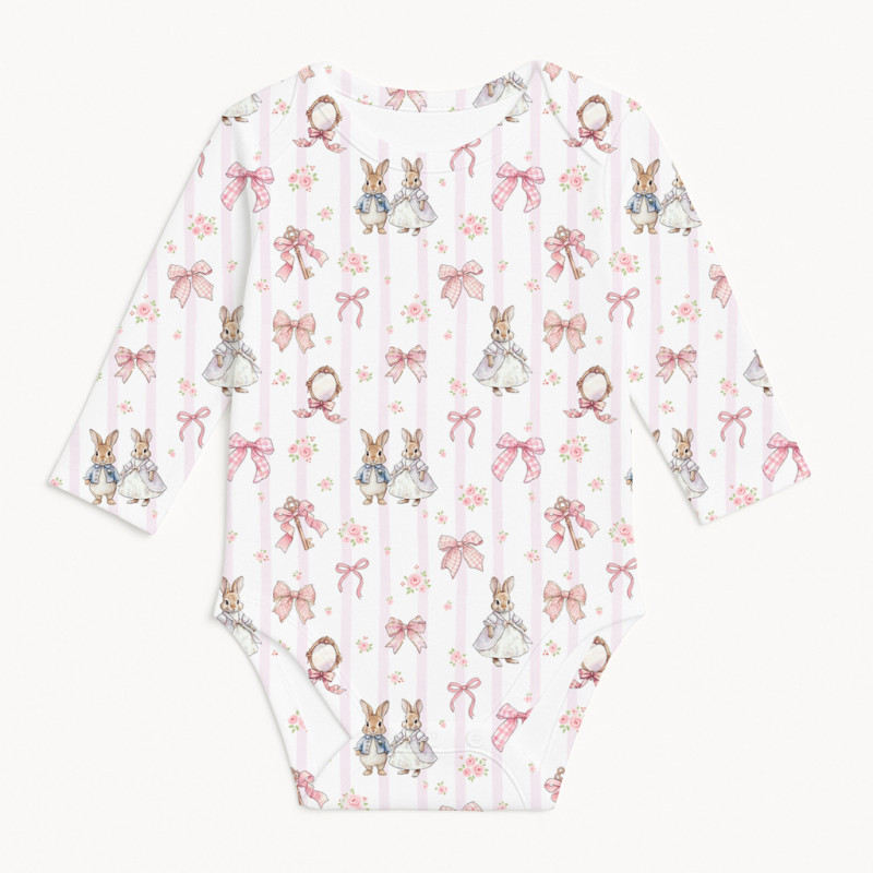 Printed Long-Sleeved Bodyvest for Babies BLS001 LULU PINK Printed Long-Sleeved Bodyvest for Babies BLS001 LULU PINK