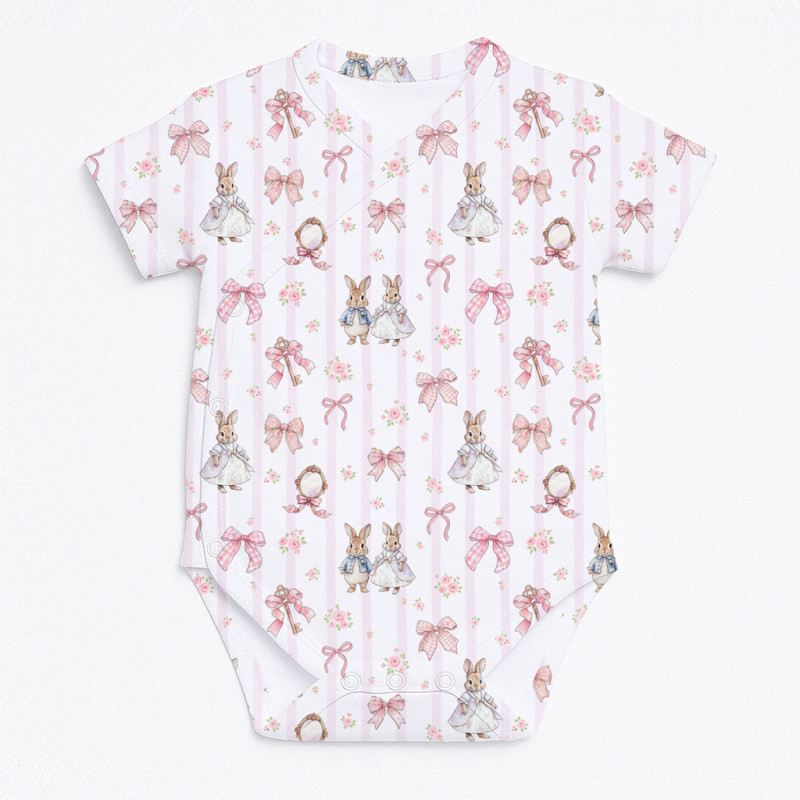 Printed Short-Sleeve Kimono Bodyvest for Babies BSHL004 LULU PINK Printed Short-Sleeve Kimono Bodyvest for Babies BSHL004 LULU PINK