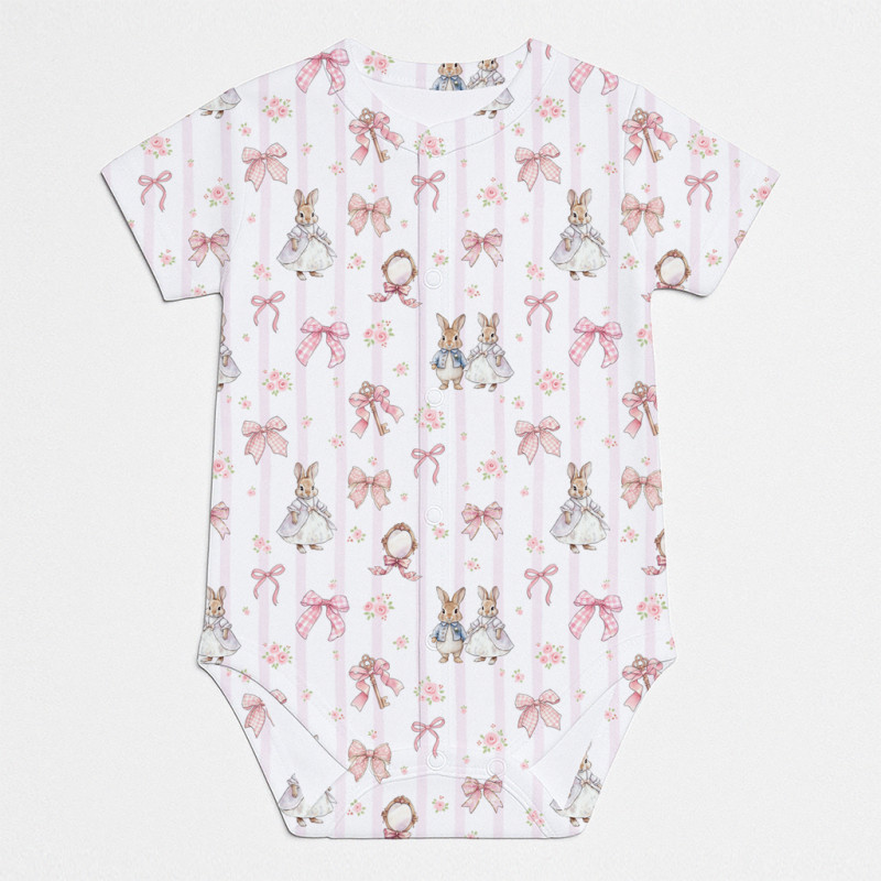 Printed Short-Sleeve Front Fastening Bodyvest for Babies BSHL009 LULU PINK Printed Short-Sleeve Front Fastening Bodyvest for Babies BSHL009 LULU PINK