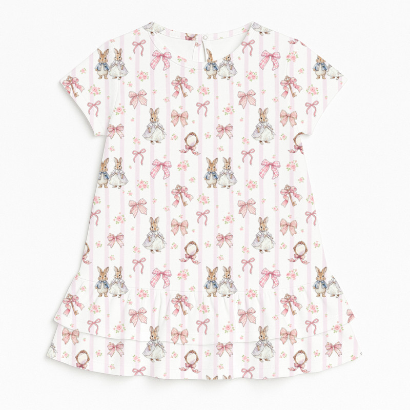 Сукня  з коротким рукавом і оборкою з бавовни Supima DR002 LULU PINK