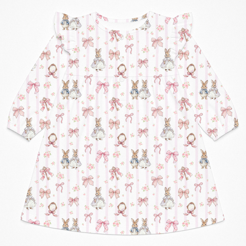 Charming Long-Sleeved Night Dress with Ruffles DR017 LULU PINK Charming Long-Sleeved Night Dress with Ruffles DR017 LULU PINK