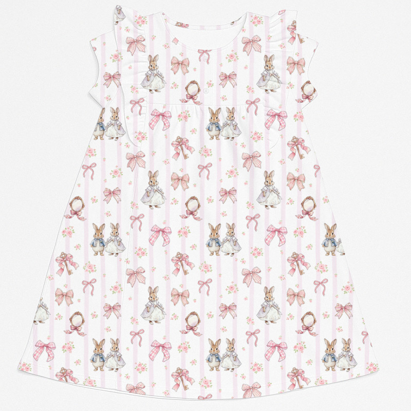 Supima Cotton Night Dress with Ruffle DR018 LULU PINK