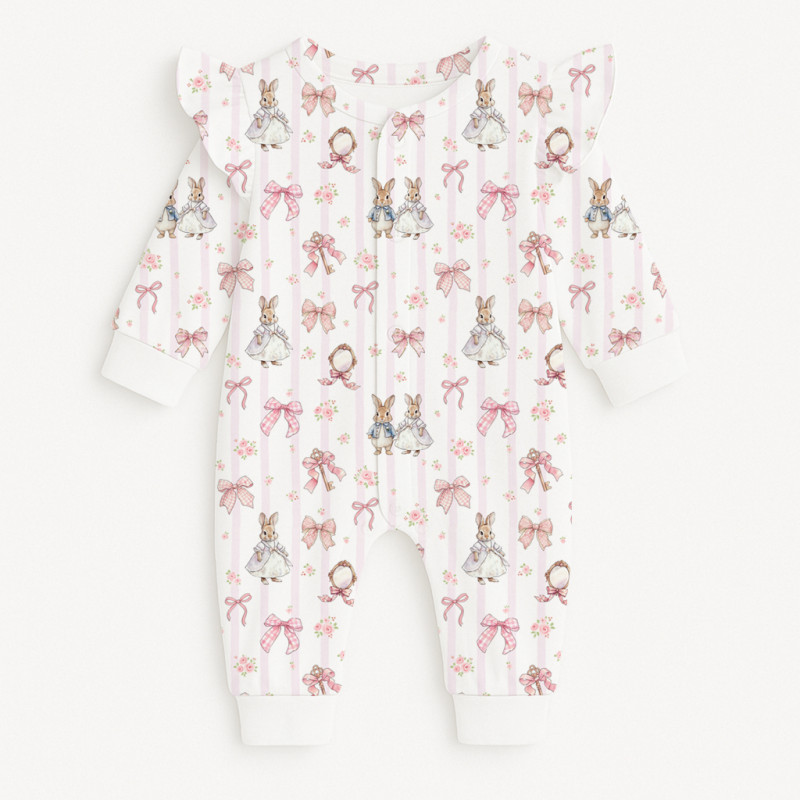 Long sleeve Romper for baby with ruffles K070 LULU PINK Long sleeve Romper for baby with ruffles K070 LULU PINK
