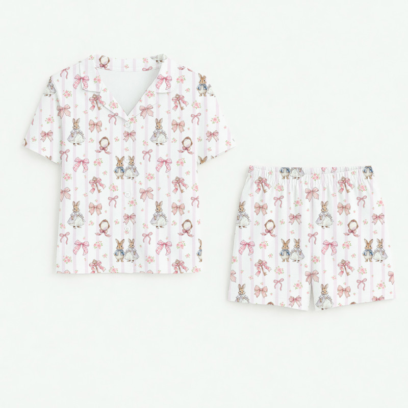 Children’s Pajama Set with Short Sleeves and Shorts PJ023 LULU PINK