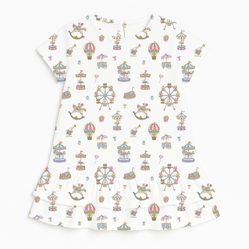 Supima Cotton Night Dress with Ruffle DR002 MERRY GO Supima Cotton Night Dress with Ruffle DR002 MERRY GO