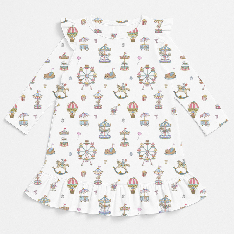 Charming Long-Sleeved Night Dress with Ruffles DR010 MERRY GO