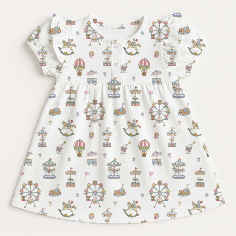 Supima Cotton Night Dress with Ruffle DR019 MERRY GO