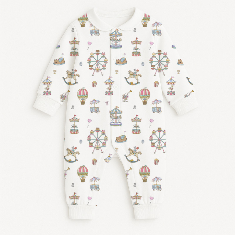 Long sleeve Romper for baby  with collar K060CL MERRY GO