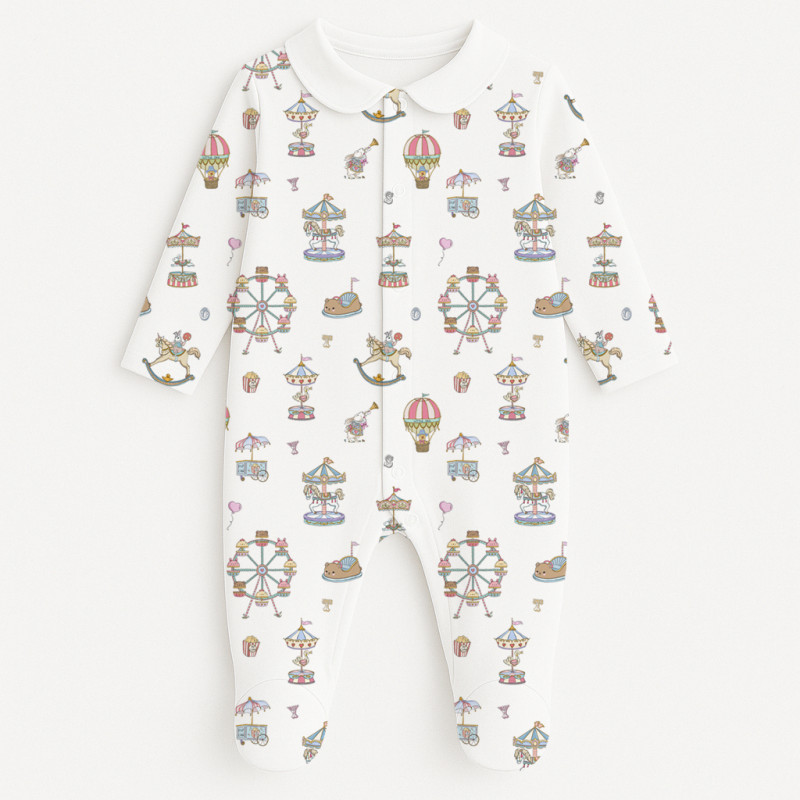 Babygrow with collar 100% pima cotton with K063 MERRY GO