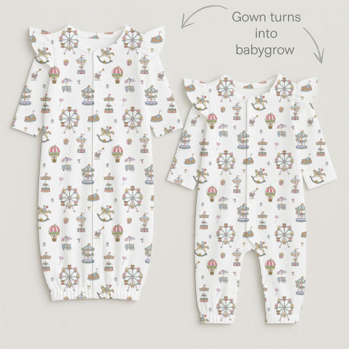 Baby converter gown with ru..