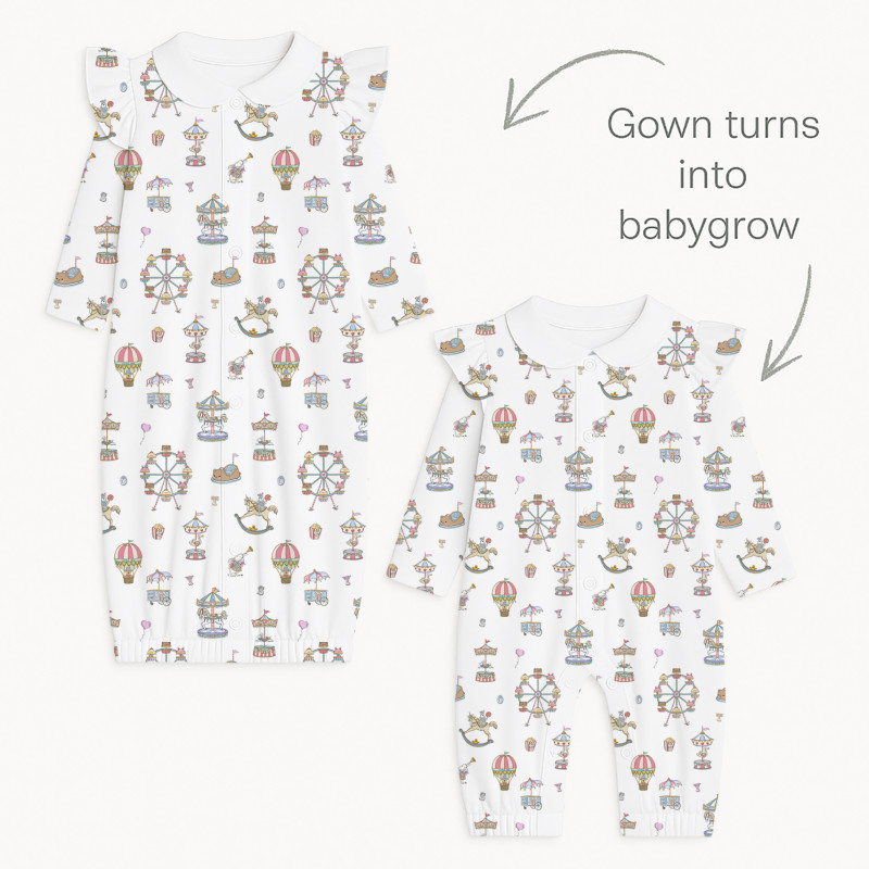 Baby converter gown with collar and ruffles TR004 MERRY GO Baby converter gown with collar and ruffles TR004 MERRY GO