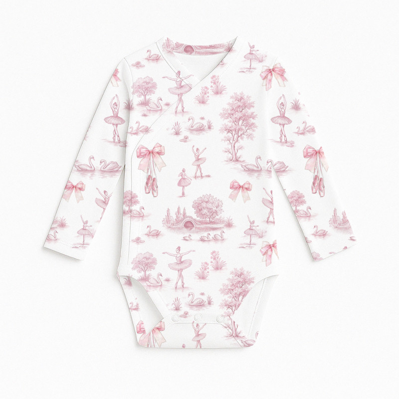 Printed Long-Sleeve Kimono Bodyvest for Babies BLS004  SWAN LAKE
