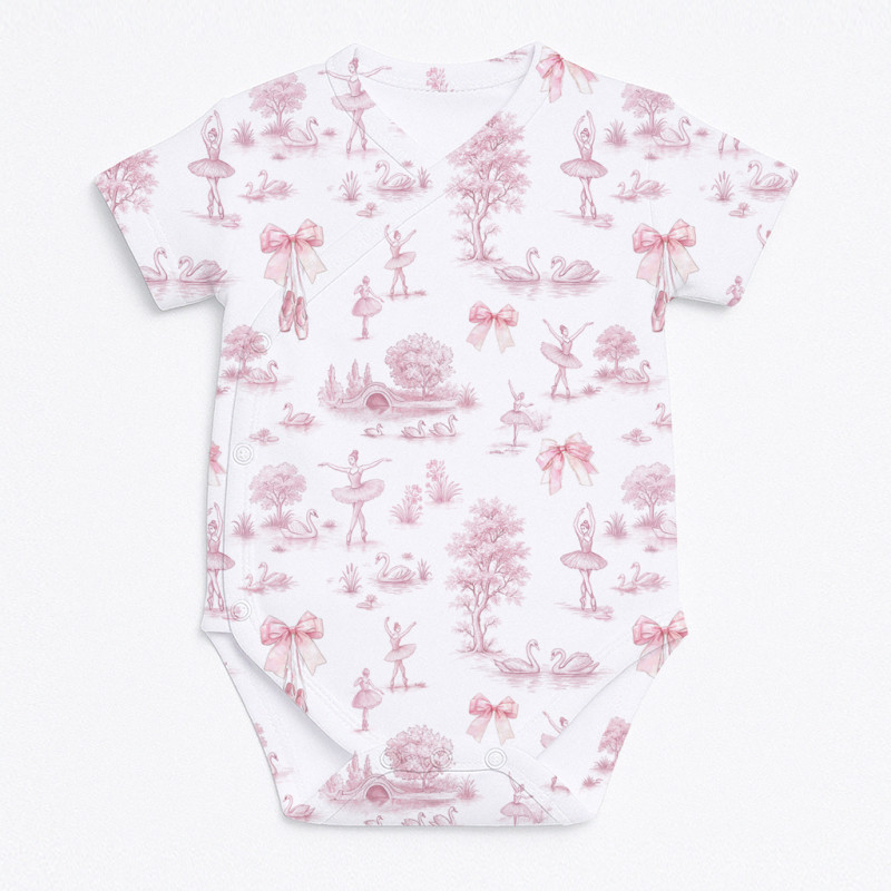 Printed Short-Sleeve Kimono Bodyvest for Babies BSHL004 SWAN LAKE Printed Short-Sleeve Kimono Bodyvest for Babies BSHL004 SWAN LAKE