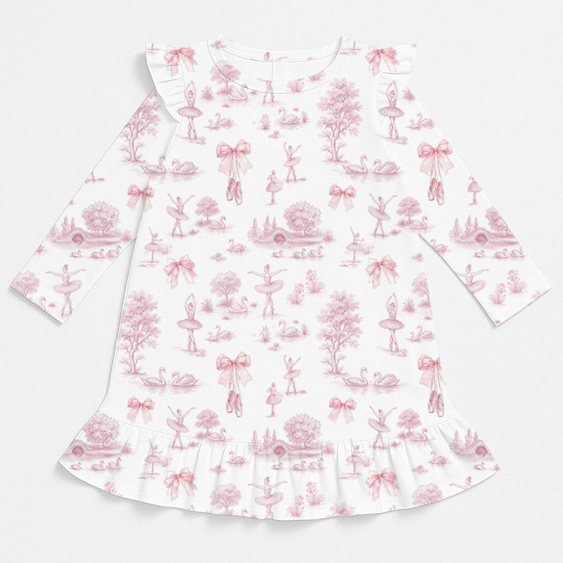 Charming Long-Sleeved Night Dress with Ruffles DR010 SWAN LAKE