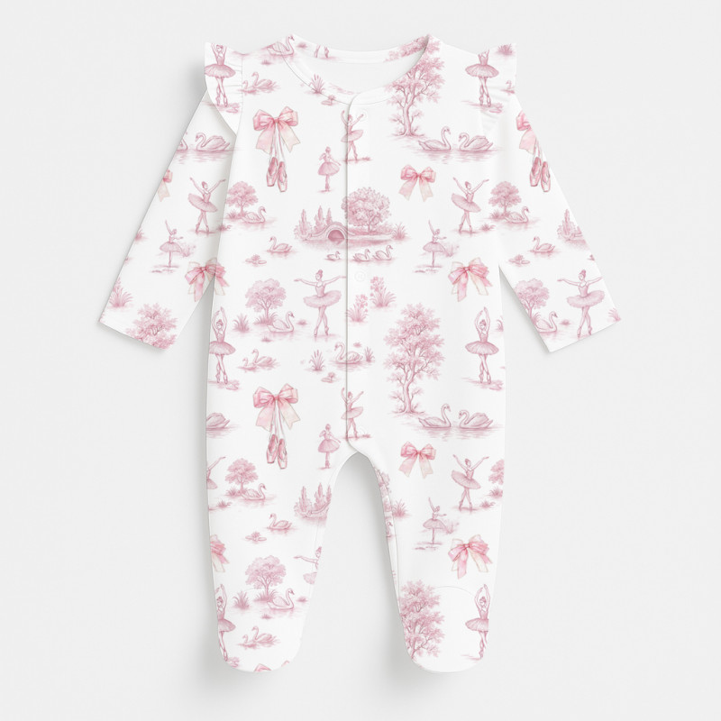 Babygrow with ruffles 100% pima cotton K065 SWAN LAKE Babygrow with ruffles 100% pima cotton K065 SWAN LAKE