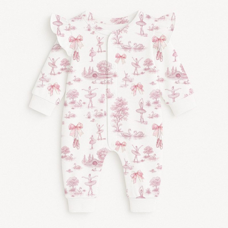 Long sleeve Romper for baby  with ruffles K070 SWAN LAKE