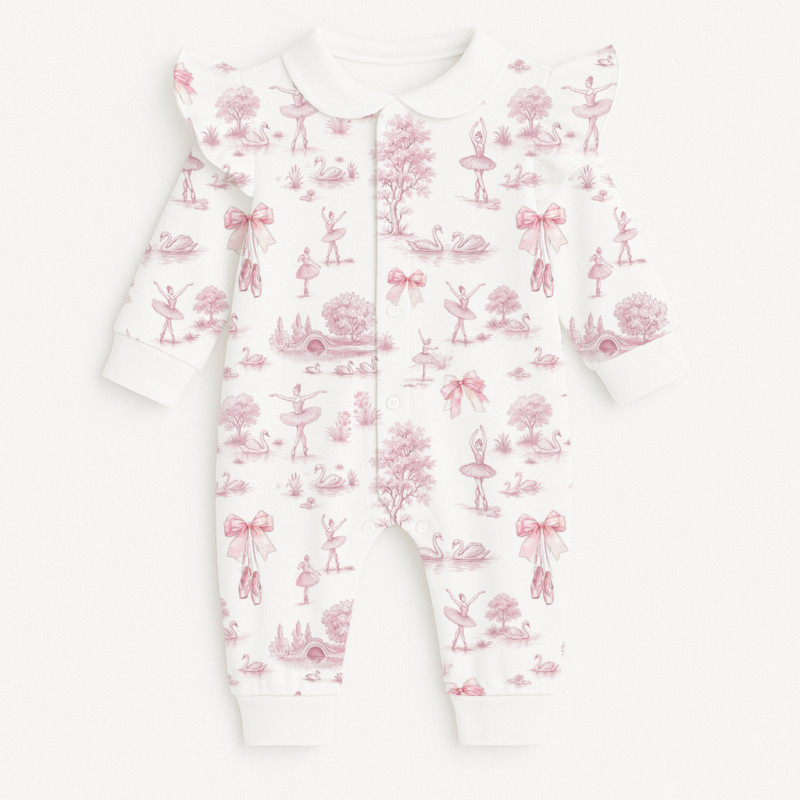 Long sleeve Romper for baby with ruffles and Collar K070CL SWAN LAKE Long sleeve Romper for baby with ruffles and Collar K070CL SWAN LAKE