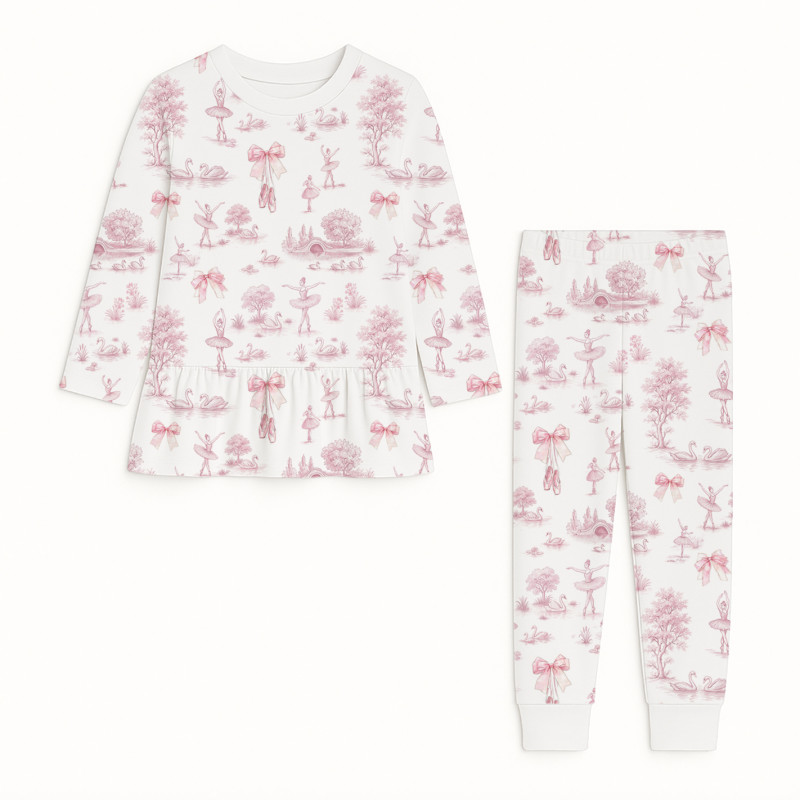 Girls Supima Cotton Pyjamas with Long Sleeves — PJ009 SWAN LAKE Girls Supima Cotton Pyjamas with Long Sleeves — PJ009 SWAN LAKE