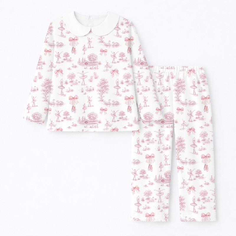 Pyjama long sleeve with collar 100% organic pima Cotton PJ020 SWAN LAKE