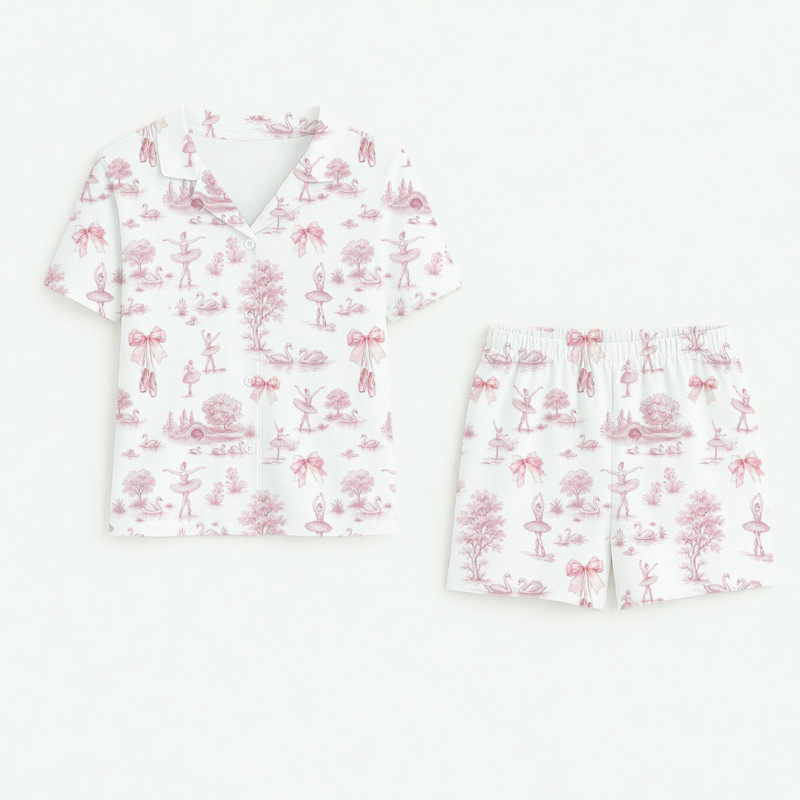 Children’s Pajama Set with Short Sleeves and Shorts PJ023 SWAN LAKE Children’s Pajama Set with Short Sleeves and Shorts PJ023 SWAN LAKE