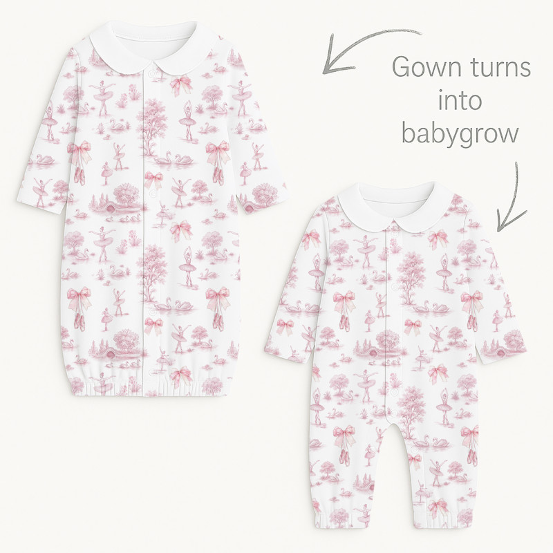 Baby converter gown with collar TR003 SWAN LAKE