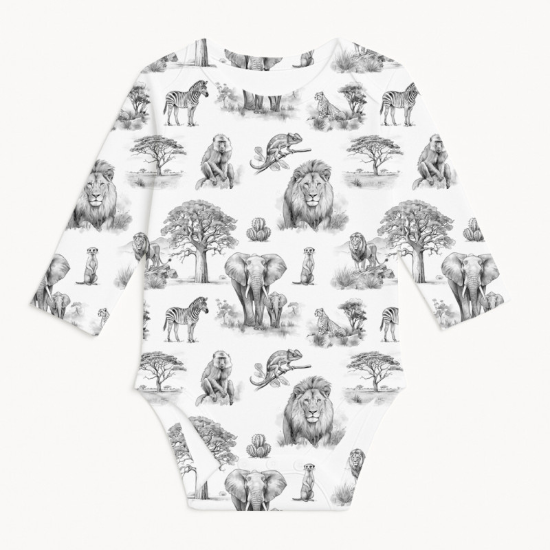 Printed Long-Sleeved Bodyvest for Babies BLS001 WILD HORIZONT Printed Long-Sleeved Bodyvest for Babies BLS001 WILD HORIZONT