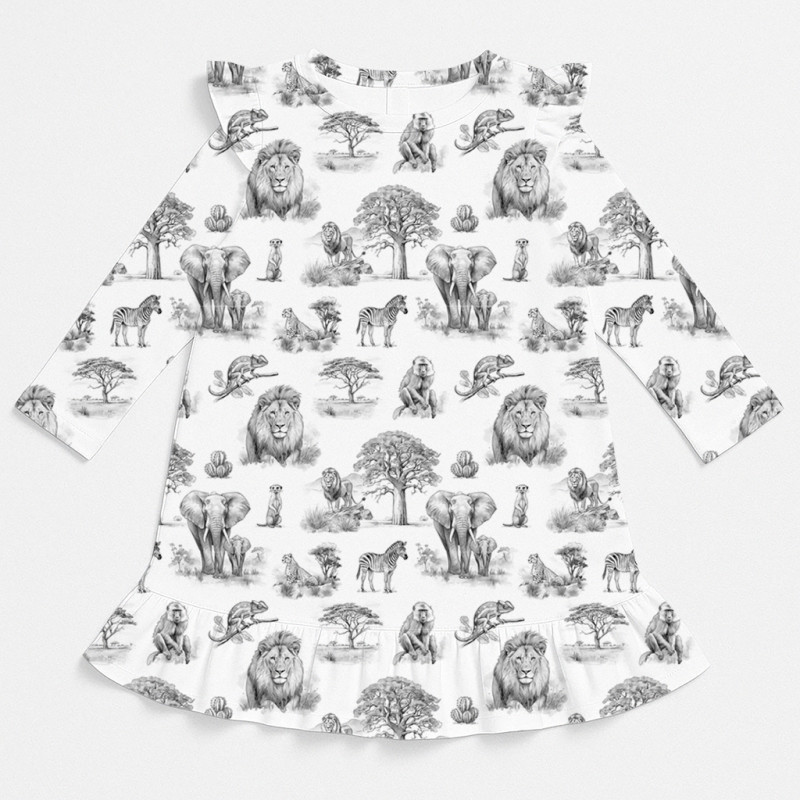 Charming Long-Sleeved Night Dress with Ruffles DR010 WILD HORIZONT