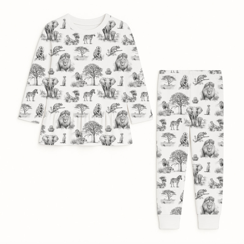 Girls Supima Cotton Pyjamas with Long Sleeves — PJ009 WILD HORIZONT