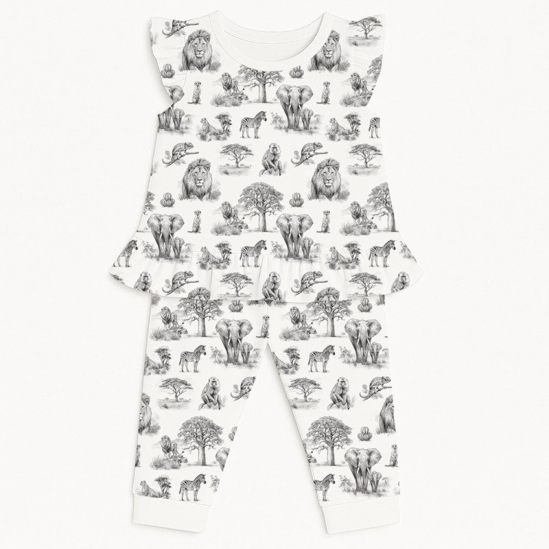 Girls Supima Cotton Pyjamas with Ruffles – PJ012 WILD HORIZONT Girls Supima Cotton Pyjamas with Ruffles – PJ012 WILD HORIZONT