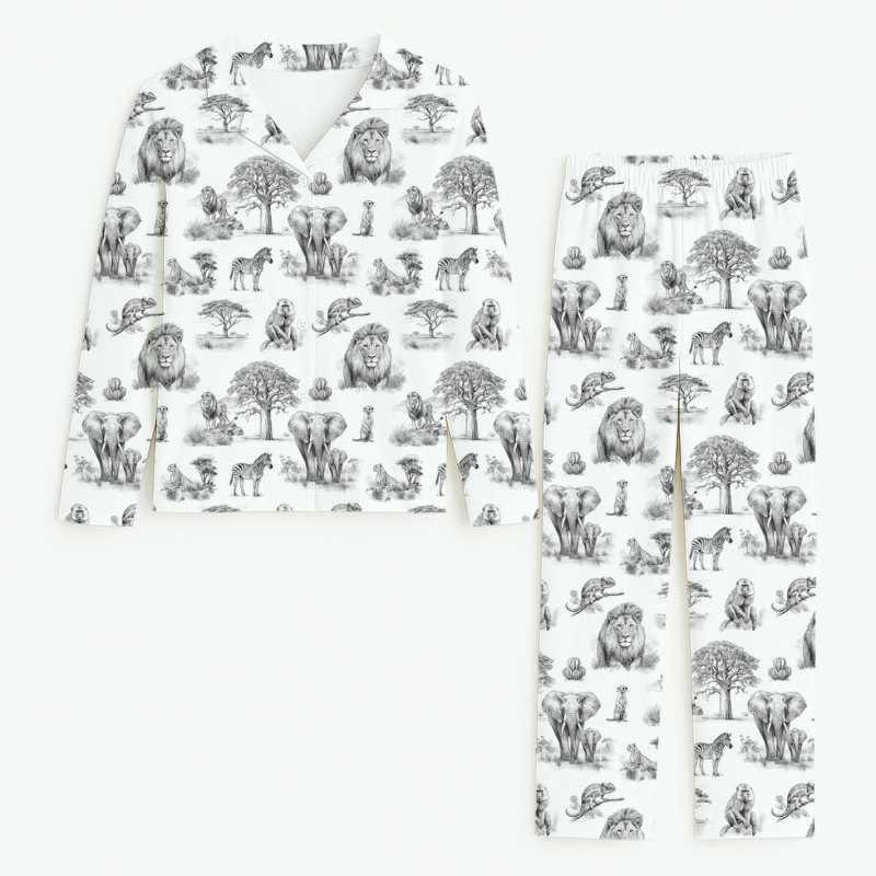 Luxury Children’s Pajama Set with English Collar – Organic Pima Cotton PJ022 WILD HORIZONT