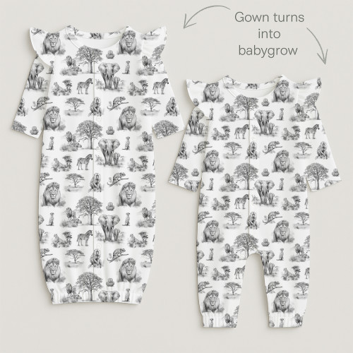 Baby converter gown with ru..