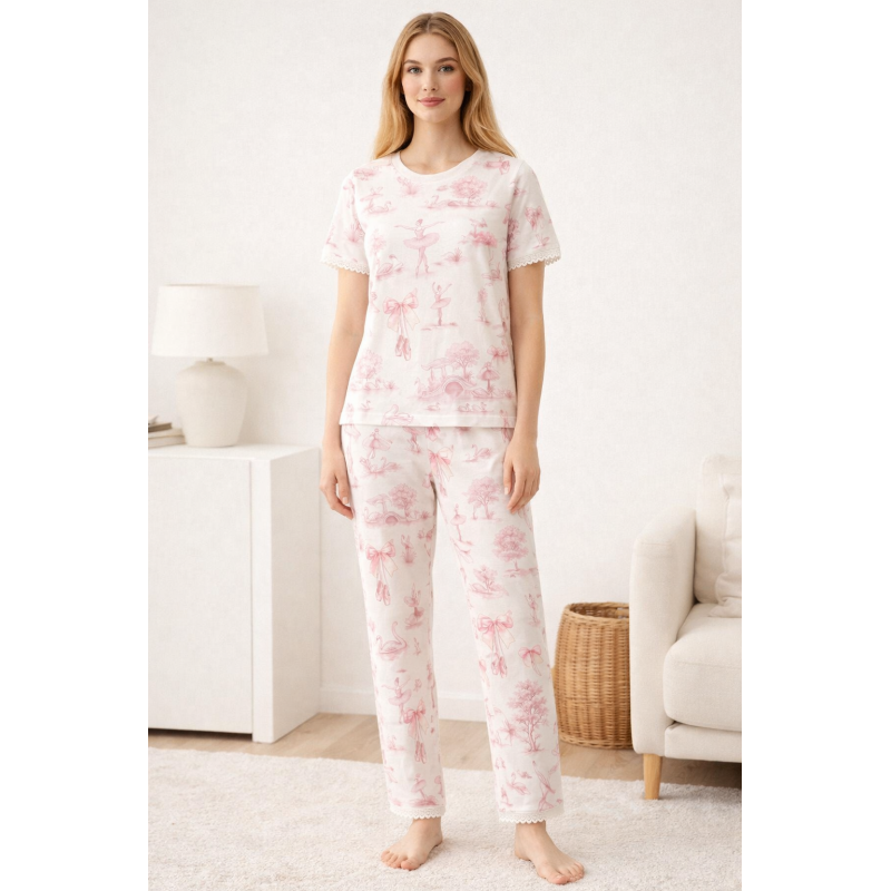Елегантний комплект з футболкою та прямими штанами  100% Supima Cotton PW104 · SWAN LAKE