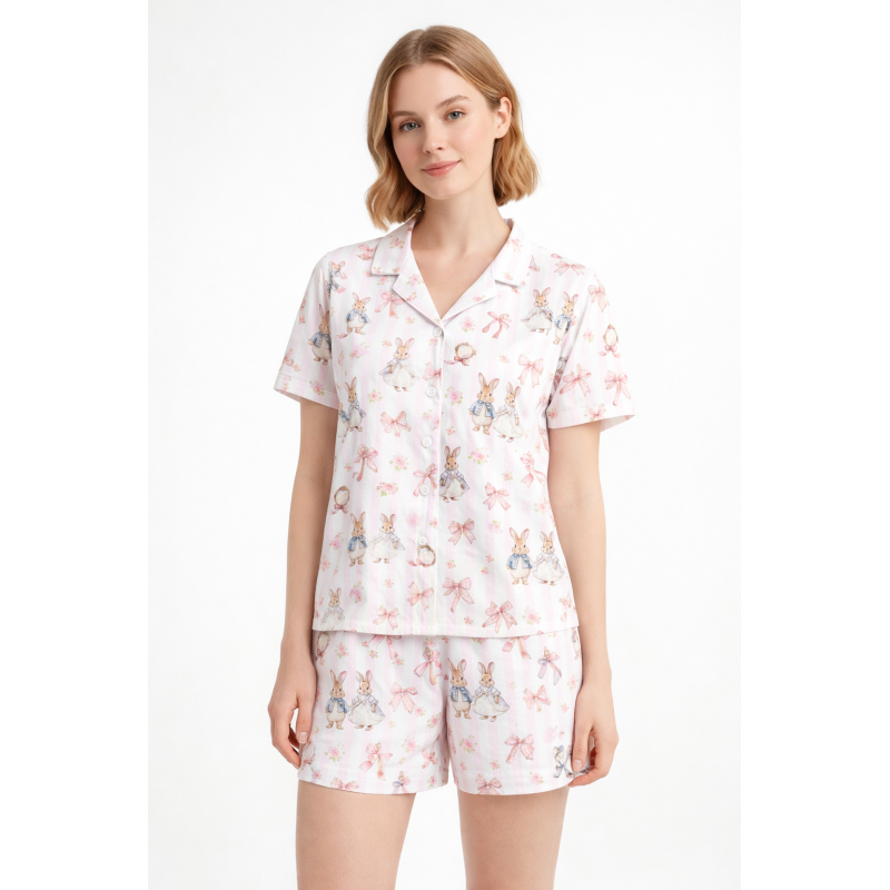 Women’s Classic Pajama Set with classic English collar and front-button design LULU PINKqa PW123 Women’s Classic Pajama Set with classic English collar and front-button design LULU PINKqa PW123