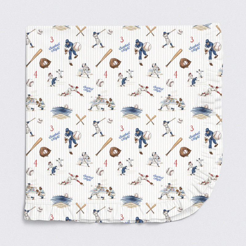 Двошарова дитяча ковдра з рюшей BL002  BASEBALL